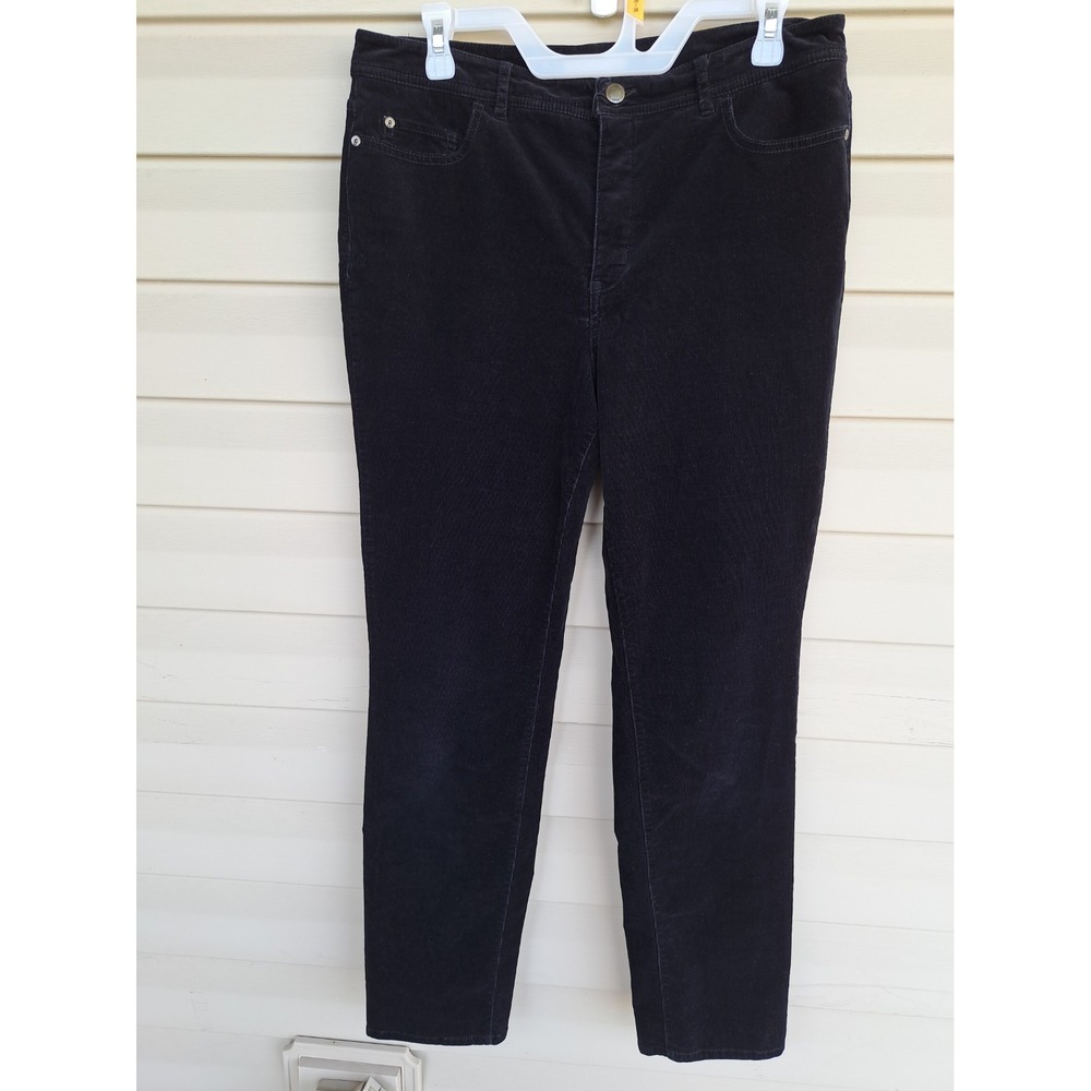 Coldwater Creek Black Cotton Stretch Classic Fit High Rise Straight Leg Pants 12
